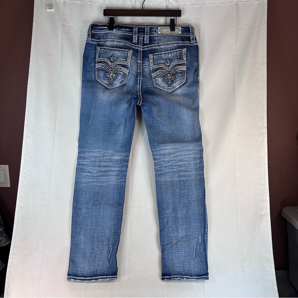 ROCK REVIVAL Women’s Size 36 Denim Jeans Easy Straight Fit Vien Stretch Bling - Picture 10 of 16